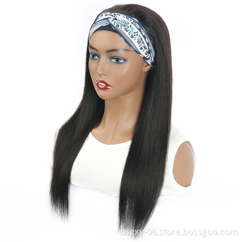 100% Human Hair Headband Scarf Wig,Virgin Brazilian Headband Wigs Human Hair,Headband Wigs For Black Women